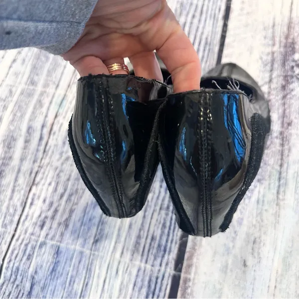 Jump Shiny Black Wedge Shoes Size 8 - Image 4