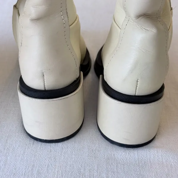 Franco Sarto Dorica Tall Boots 5.5M Cream Leather Block‎ Heel - Image 9