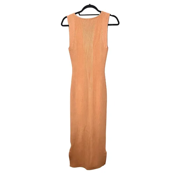 J.CREW Ribbed Knit Midi Fitted Dress Tan Small‎ - Image 2