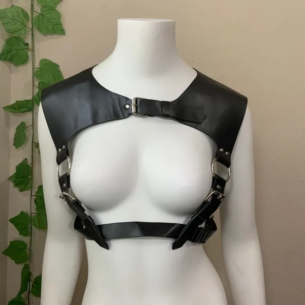 Black Shoulder Harness Bondage O Ring New - Image 8
