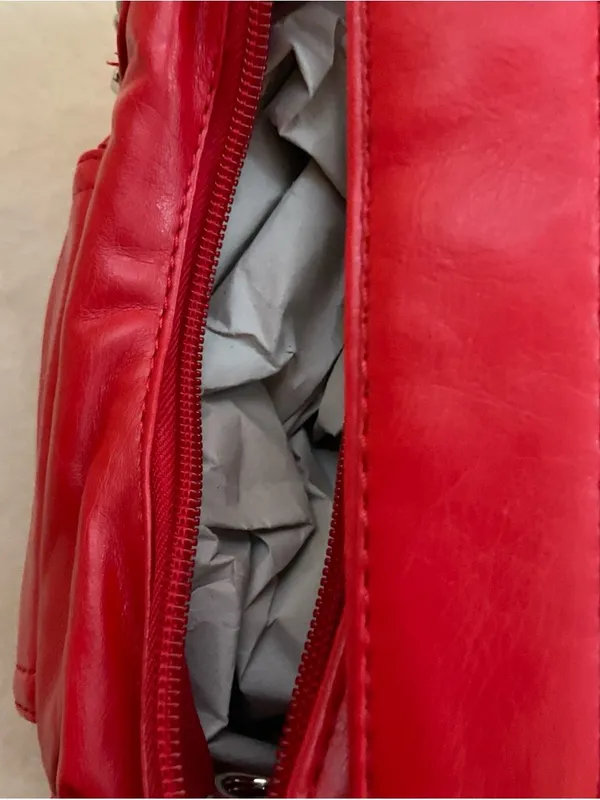 Compact Red Mini Shoulder Bag with Front Zip Pocket - Image 5