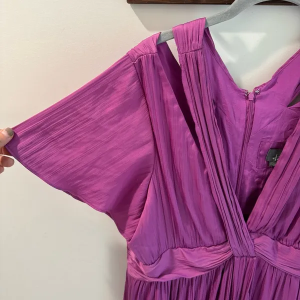 NWT by Anthropologie Purple Satin V Neck Vibrant Mini Dress Size 16‎ - Image 8
