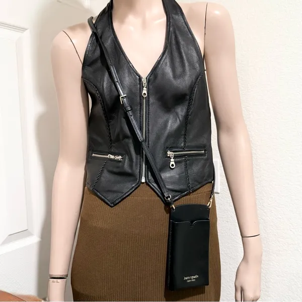 KATE SPADE NY Spencer Black Saffiano Leather Crossbody Phone Case - Image 11