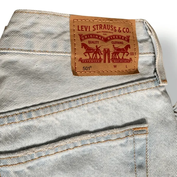 Levi’s 501 Original Floral Embroidered Straight Leg Jeans 28x30‎ Light Wash - Image 4