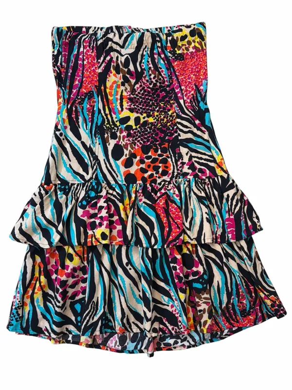Vintage Y2K 5-7-9 Mixed Animal Print Strapless Dress - Image 2