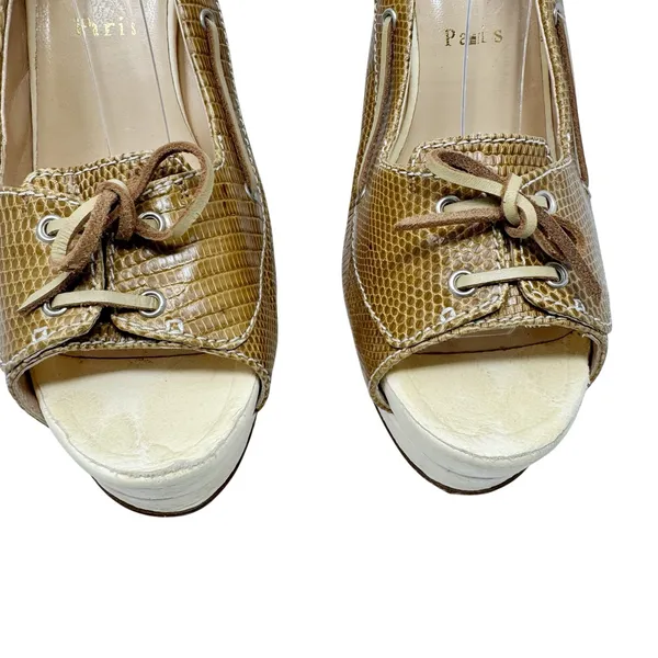 Christian Louboutin Lizard Embossed Slingback Heels Platform 40.5 - Image 4