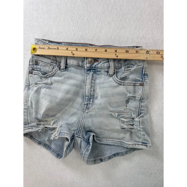 American Eagle Next‎ Level Stretch Distressed Denim Shorts Light Wash Womens 0 - Image 5