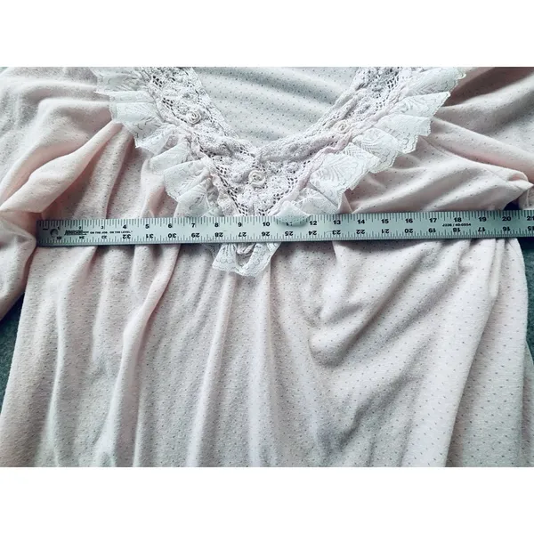 VTG 70s 80s Val Mode Pink 2PC Pajama Set Lace Yoke Cottagecore Coquette Medium - Image 7