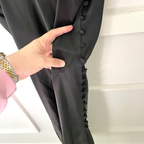 Zara Black Satin Silky Button Side Midi Dress Size M 7969/221/800 - Image 9