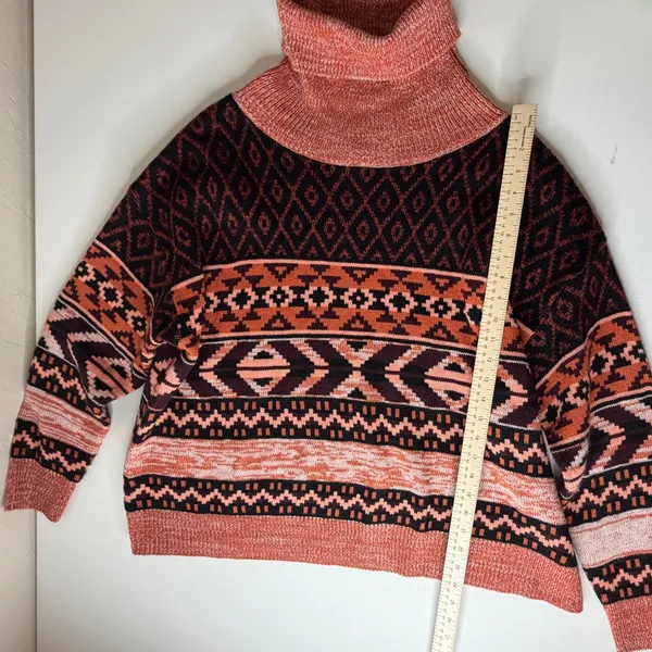 Wrangler Retro Southwestern Turtleneck Sweater Large Boho‎ Aztec Western Cozy - Image 9