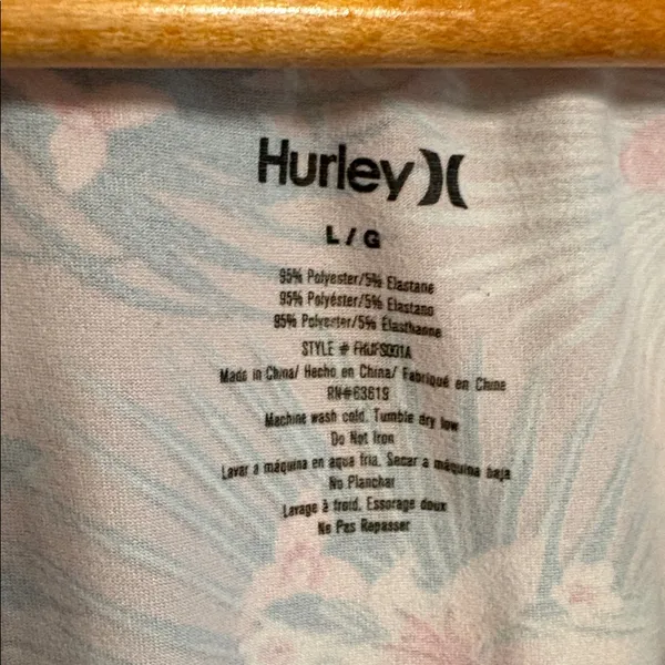 Hurley Pink Tropical Floral Long Sleeve Shorts Pajamas Womens SZ L - Image 3