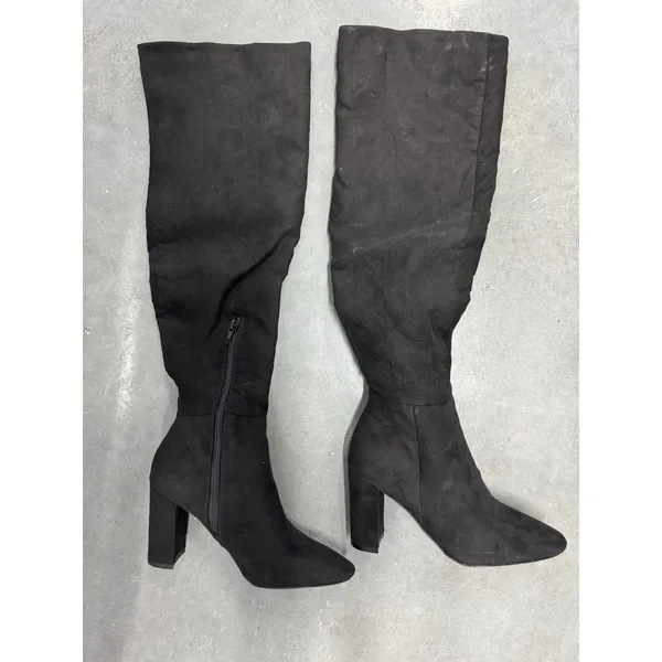 Madden Girl Felize Over-The-Knee Boots Black Almond Toe Zip Heel Sz 6 NEW - Image 5