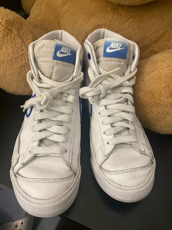 NIKE BLAZER MID 77 WHITE-HYPER BLUE "AIRBRUSH" Womens 5.5 - Image 2