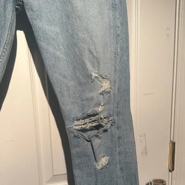 Agolde Light Blue Distressed High Rise Jeans - Image 3
