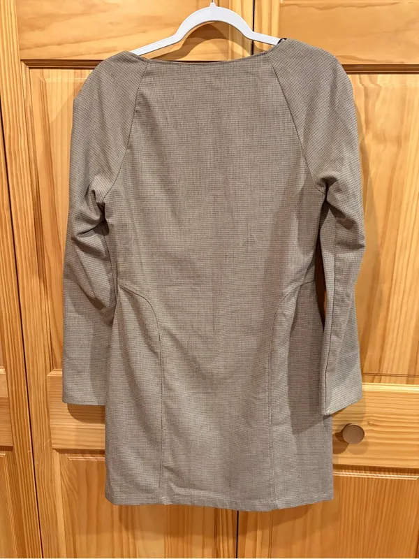 Zara Plaid Tailored Square Neck Long Sleeve Mini Dress woman’s L - Image 2
