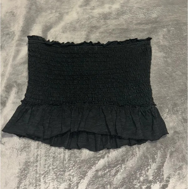 Free People Black Ruffled Strapless Top 100% Cotton - Image 2