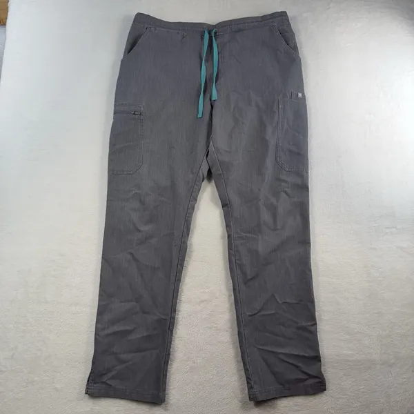 Figs L Large High Waist Yola Skinny‎ Straight Leg Scrub Pants Graphite Gray - Image 3