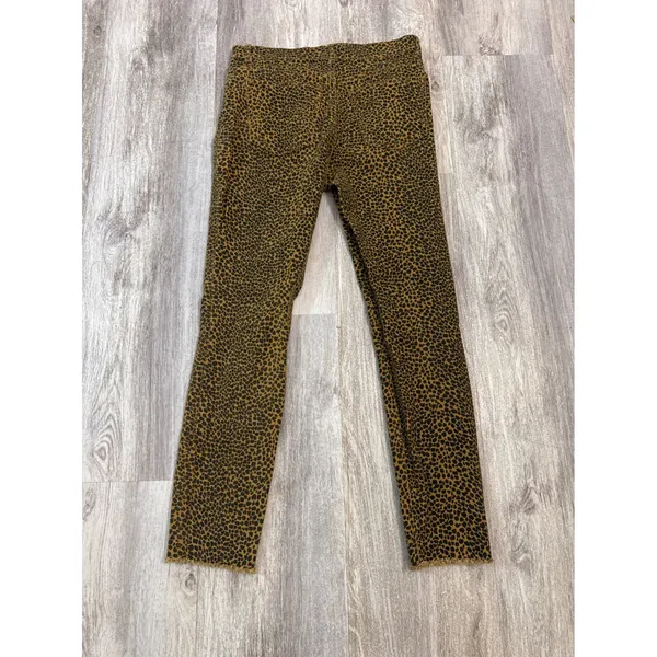 Current/Elliott Leopard Print High Rise Skinny Jeans‎ Raw Hem Size 27 Mustard - Image 3