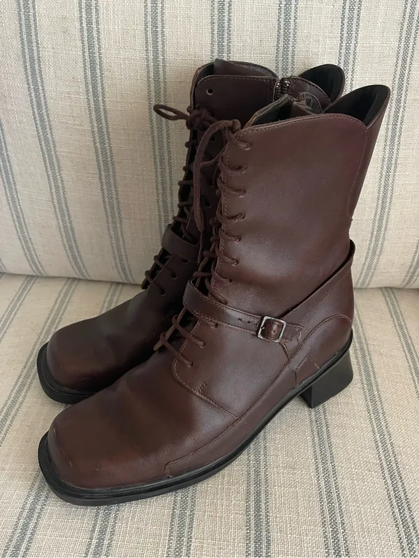 Naot Empire Leather Victorian Corridor Prairie Lace Up Square Toe Boots 39 US 8 - Image 2