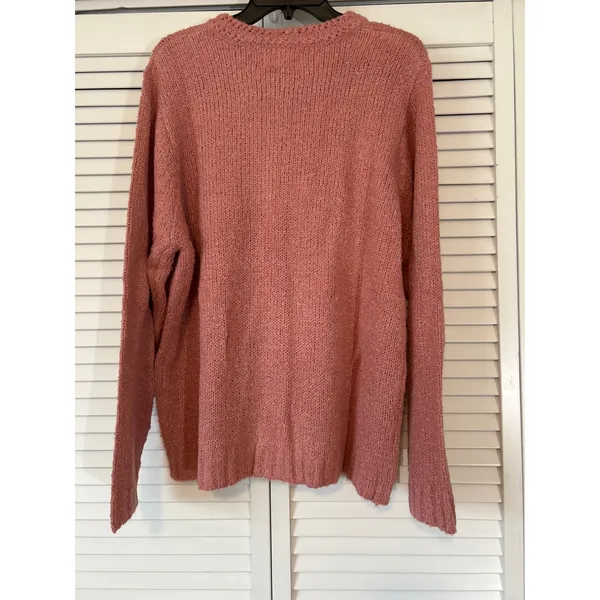 National Pink Knit Button Front Cardigan‎ Sweater Women's 1X Textured - Image 3