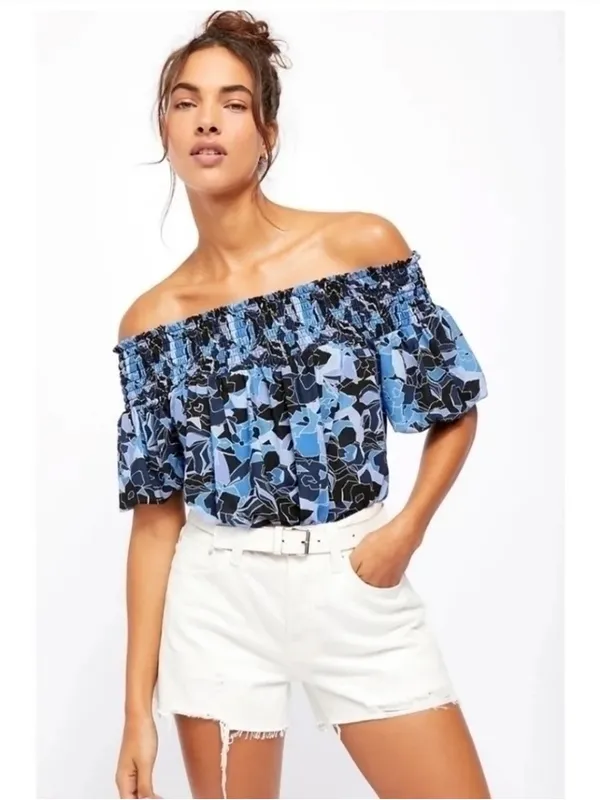 FREE PEOPLE Blue Technicolor Bubble Top Size XL - Image 3