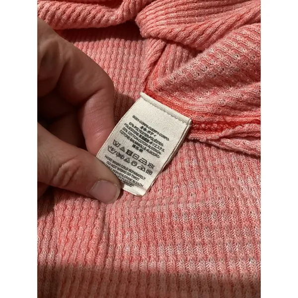 We The Free Free People Pink Waffle Knit Henley Thermal Top Long Sleeve Womens M - Image 5