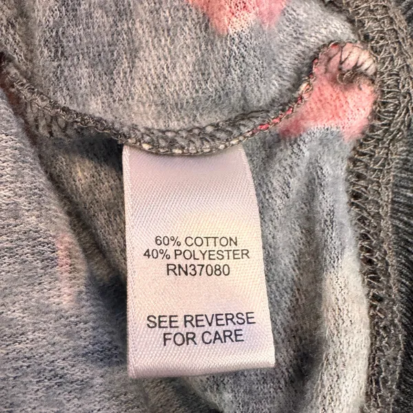 CTCTime Floral Rose Print Raglan Sweatshirt Charcoal Gray Red Size Medium‎ M - Image 6