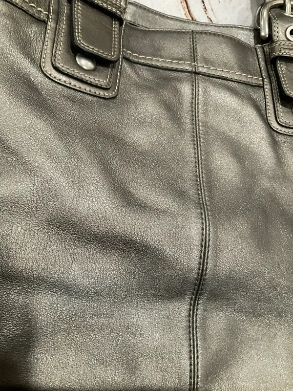 Coach PLEATED METALLIC GREY LARGE SHOULDER BAG - Image 11