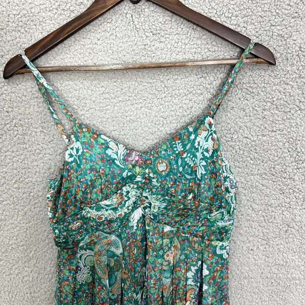 Floral Print Dress Green Sleeveless Sundress Summer Casual Party‎ - Image 3