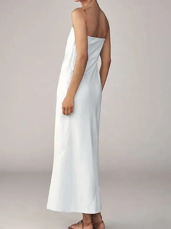 Anthropologie Strapless White Maxi Dress - Minimalist Summer Slip SZ Medium - Image 2