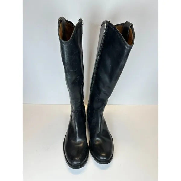 Frye Women's Melissa 3470412 Size 6B Black Riding Boots Leather Inside Zip NWOB - Image 2