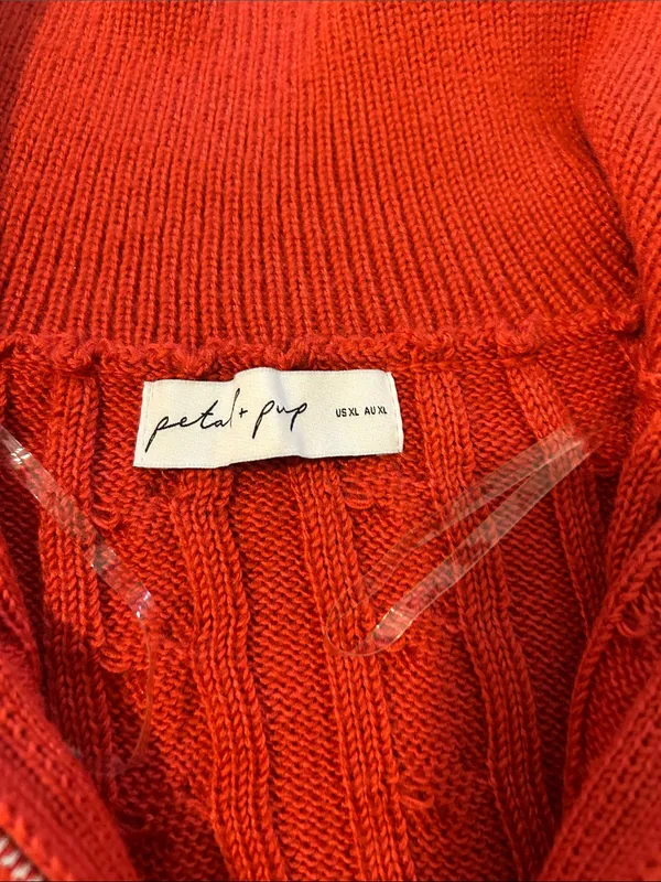 Petal & Pup Frida Cable Knit Half Zip Sweater, Red, Size XL, NWOT Display - Image 8