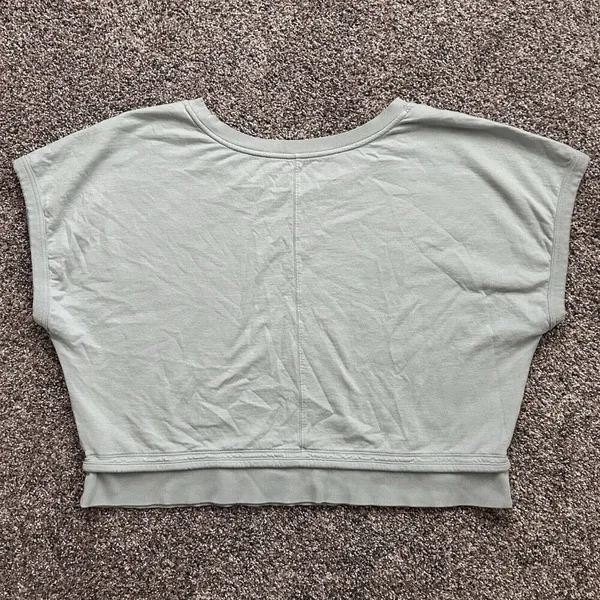 Athleta Sundown Shirred Tee Pale Green Pullover Short Sleeve Sweatshirt XL - Image 12