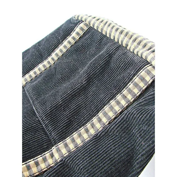 Longaberger Corduroy Plaid Tote Bag Purse Black Tan Khaki Check Homestead 9.5x10 - Image 11
