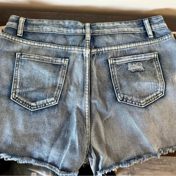 Blue Distressed Jean Shorts Size XL - Image 2