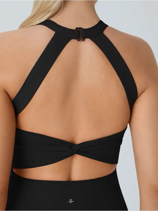 NEW Halara SoftlyZero Airy Backless Twisted Active Dress in Black - Size L - Image 4
