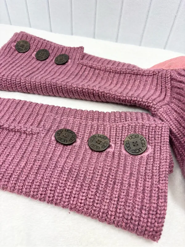 UGG Tall Cardy Knit Button Boots in Mauve Pink size 8 - Image 6