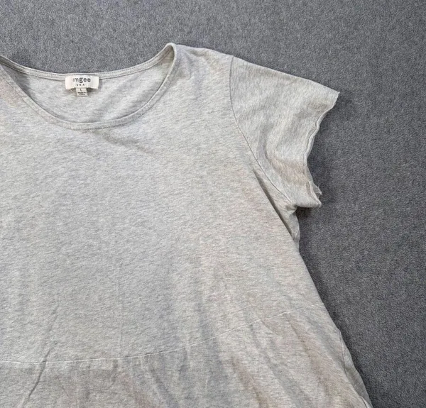 Umgee Short Sleeve Cut Off Tee Shirt Women's Large Linen Blend High Low Top - Image 4