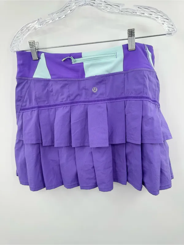 Lululemon Women's Power Purple White Built-in Shorts Pace Setter Run Skirt 8Tall - Image 2