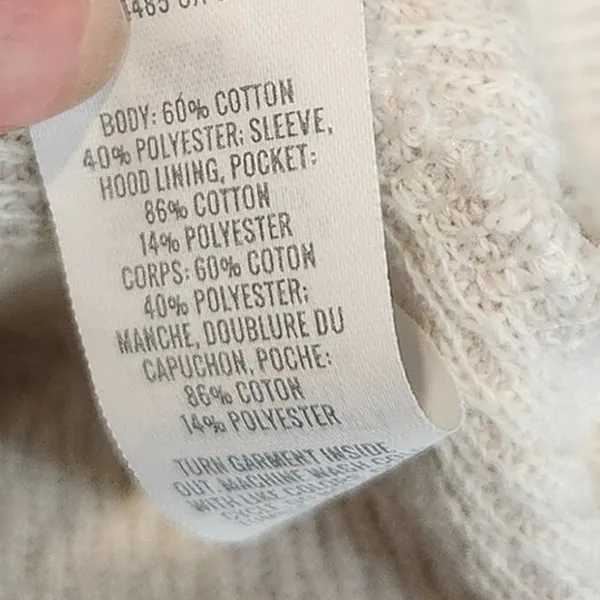 Aerie Cream Long Sleeve Cropped Cotton Knit Pullover Hoodie Sweatshirt Small - Image 9