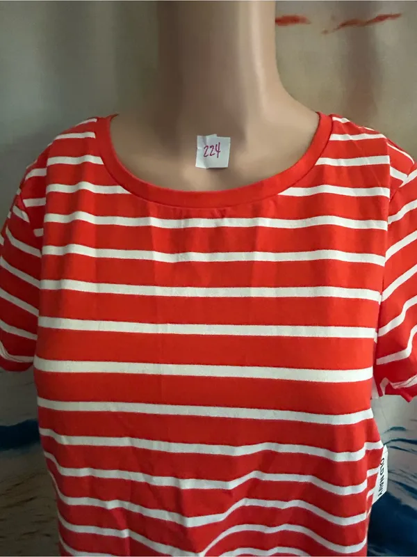 Old Navy Women’s Striped Orange & White Casual Tee Dress LG NWT - Image 7