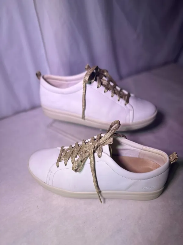 Vionic White Low-Top Sneakers with Gold Laces - Image 2