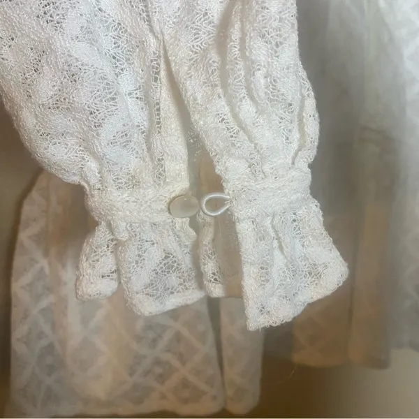 Sézane White Lace Peplum Long-Sleeve Top Lace Size 36 - Image 5