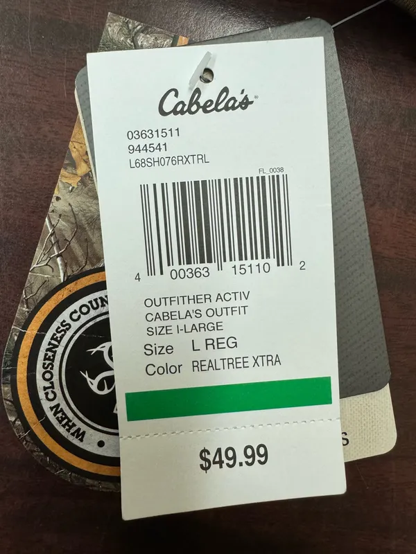 NWT Cabela’s Realtree Camouflage Long Sleeve Thermal Size Large - Image 7