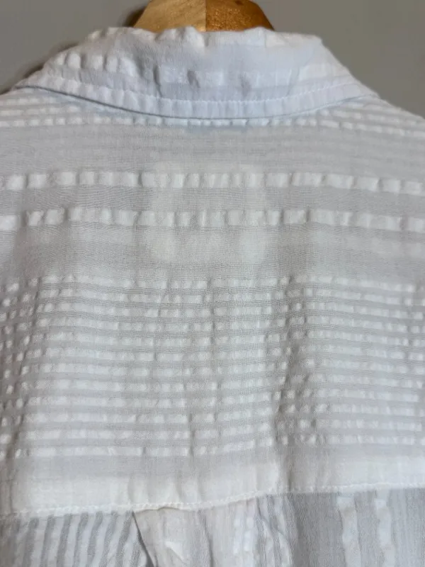 Aerie Striped Oversized Button Up Shirt Women's XS White Sheer Flowy Minimalist - Image 11