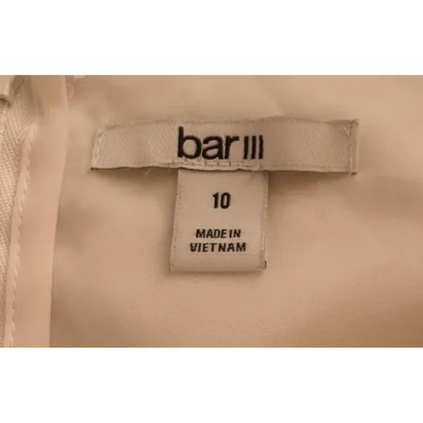 Bar‎ III Eyelet Mini Dress Womens 10 White New Tie Front Puff Sleeve Cotton - Image 4
