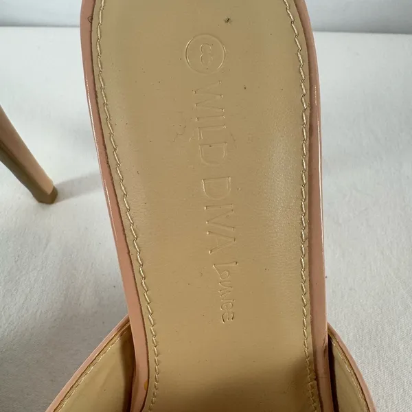 Wild Diva Lounge Vegan Leather Square Open Toe Stiletto Heeled Pump in Tan Sz 8‎ - Image 6