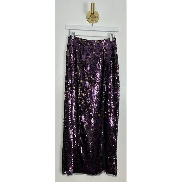 FREE PEOPLE Star Bright Sequin Midi Skirt in Lilac Size US 2 - Image 3
