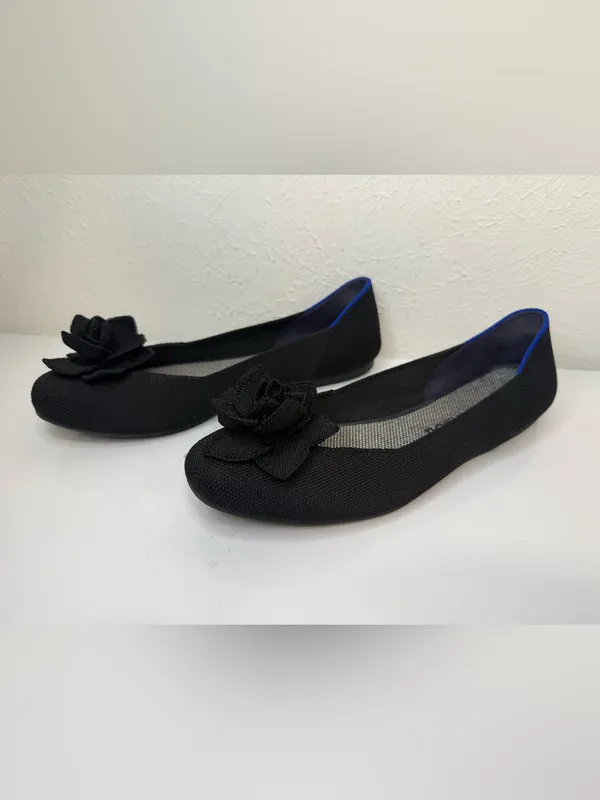 Rothy’s Black Rosette Flower Ballet Flats Size 8 - Image 2