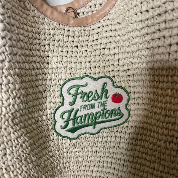 New Stoney Clover Lane Raffia Woven Scoop Tote Fresh From Hamptons CS patchs - Image 3